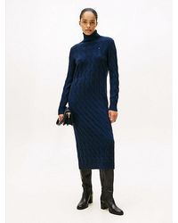 Tommy Hilfiger - Vestido Jersey De Punto Trenzado En Lana Suave - Lyst