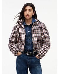 Tommy Hilfiger - Tommy Jeans Check Cropped Relaxed Puffer Jacket - Lyst