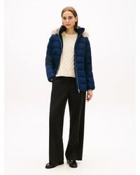 Tommy Hilfiger - Faux Fur Hood Down Puffer Jacket - Lyst