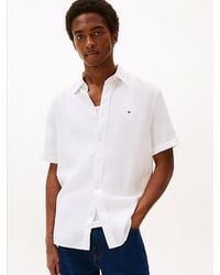 Tommy Hilfiger - Regular Fit Linnen Overhemd Met Korte Mouwen - Lyst