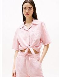 Tommy Hilfiger - Relaxed Cropped Fit Kurzarm-Bluse - Lyst