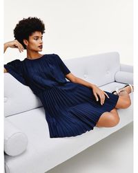 Tommy Hilfiger Geplisseerde Fit And Flare Midi-jurk - Blauw