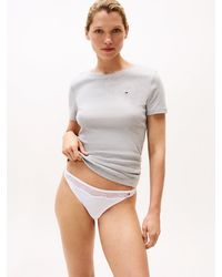 Tommy Hilfiger - Lace Trim Microfibre Thong - Lyst
