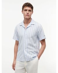 Tommy Hilfiger - Linen Blend Textured Stripe Short Sleeve Shirt - Lyst