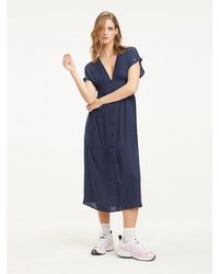 Tommy Hilfiger Fit And Flare Midi-jurk - Blauw