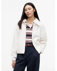 Tommy Hilfiger - Teddy Fleece Boxy Zip Thru Sweatshirt - Lyst