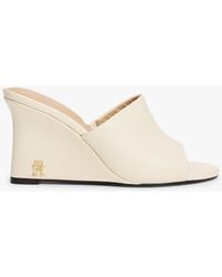 Tommy Hilfiger - Mules Compensées En Cuir À Monogramme Th - Lyst