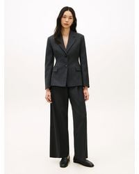 Tommy Hilfiger - Wool Blend Check Wide Leg Trousers - Lyst