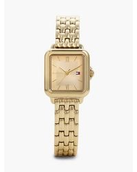 Tommy Hilfiger - Rectangular Dial Gold-plated Chain-link Watch - Lyst