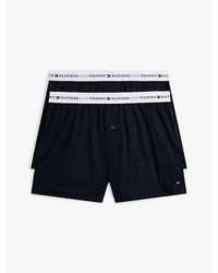 Tommy Hilfiger - Set Van 2 Geweven Boxershorts Met Signature-Logo - Lyst