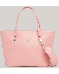 Tommy Hilfiger - Th Monogram Embossed Small Tote - Lyst
