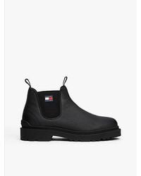 Tommy Hilfiger - Pebble Grain Leather Warm Lined Cleat Chelsea Boots - Lyst