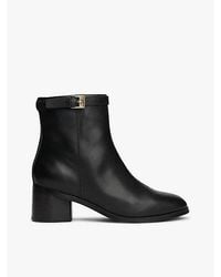 Tommy Hilfiger - Leather Th Monogram Buckle Ankle Boots - Lyst