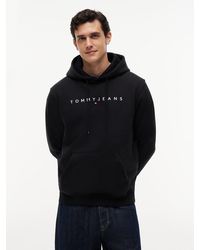 Tommy Hilfiger - Linear Logo Fleece Drawstring Hoody - Lyst