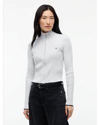 Tommy Hilfiger - Tommy Jeans Micro Cable Knit Slim Zip Thru Jumper - Lyst