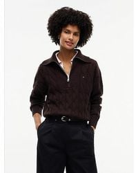 Tommy Hilfiger - Pure Wool Cable Knit Quarter Zip Jumper - Lyst