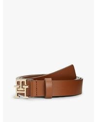 Tommy Hilfiger - Th Monogram Leather Plaque Buckle Belt - Lyst