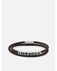 Tommy Hilfiger - Zwarte Armband Van Gevlochten Leer - Lyst
