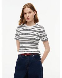 Tommy Hilfiger - Flag Embroidery Slim Crew Neck T-Shirt - Lyst