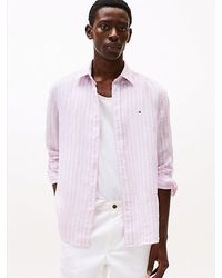 Tommy Hilfiger - Regular Fit Gestreept Linnen Overhemd - Lyst