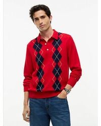 Tommy Hilfiger - Flag Embroidery Argyle Polo Jumper - Lyst