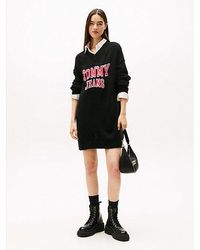 Tommy Hilfiger - Varsity Mini-Strickkleid Mit Intarsien-Logo - Lyst