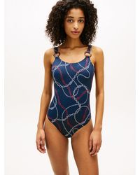 Tommy Hilfiger - Maillot De Bain Dos Nu À Motif Et Anneaux - Lyst