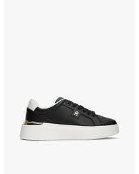 Tommy Hilfiger - Metallic Th Monogram Leather Platform Trainers - Lyst