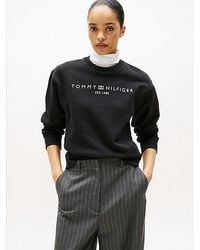 Tommy Hilfiger - Logo Crew Neck Fleece Sweatshirt - Lyst