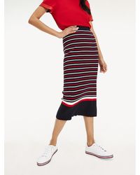 Tommy Hilfiger Midirok Met Bretonse Streep - Rood