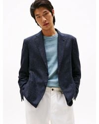 Tommy Hilfiger - Blazer Monopetto A Spina Di Pesce Con Lana - Lyst