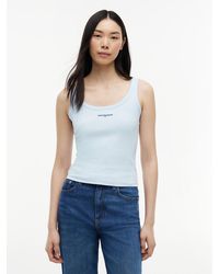 Tommy Hilfiger - Logo Embroidery Slim Ribbed Tank Top - Lyst