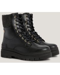 Tommy Hilfiger - Contrast Felt Collar Leather Lace-up Boots - Lyst