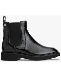 Tommy Hilfiger - Patent Crinkle Leather Chelsea Boots - Lyst