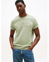 Tommy Hilfiger - T-Shirt Van Gebreide Interlock Met Logoappliqué - Lyst