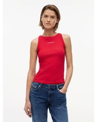 Tommy Hilfiger - Logo Ribbed Slim Tank Top - Lyst