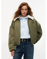 Tommy Hilfiger - Faux Fur Collar Oversized Bomber Jacket - Lyst