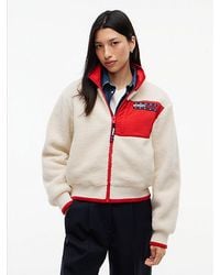 Tommy Hilfiger - Tommy Jeans Back Flag Teddy Fleece Zip Thru Jacket - Lyst