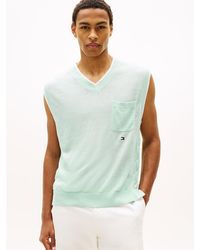 Tommy Hilfiger - Lightweight Linen Blend V-neck Sweater Vest - Lyst