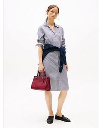 Tommy Hilfiger - Gestreiftes Midi-Hemdblusenkleid Aus Popeline - Lyst