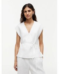 Tommy Hilfiger - Wickelweste Aus Leinenmix Mit Bindegürtel - Lyst