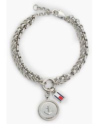 Tommy Hilfiger - Stainless Steel Double Chain Nautical Charm Bracelet - Lyst