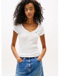 Tommy Hilfiger - Wafelgebreid Slim Fit Henley T-Shirt - Lyst