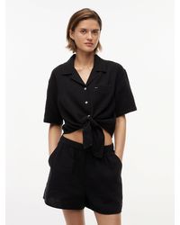 Tommy Hilfiger - Crinkle Tie Front Short Sleeve Shirt - Lyst