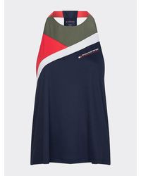 Tommy Hilfiger Colour-blocked Tanktop Met Logo - Blauw
