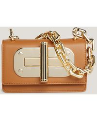 Tommy Hilfiger - Turn Lock Chain Leather Crossover Bag - Lyst