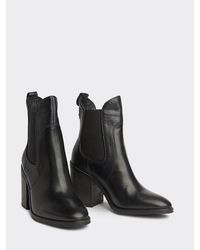 Tommy Hilfiger Colour-blocked Chelsea Boot Met Hoge Blokhak - Blauw