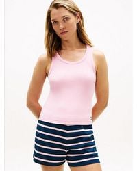 Tommy Hilfiger - Heritage Ribbed Racerback Lounge Tank Top - Lyst