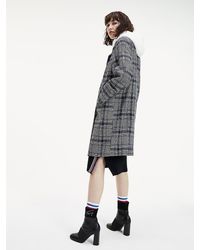 Tommy Hilfiger Wollen Jas Met Klassieke Ruit - Zwart