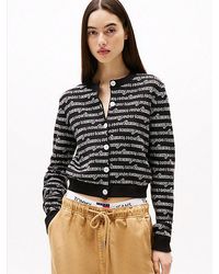 Tommy Hilfiger - Cárdigan De Corte Cropped Y Slim Con Logos - Lyst